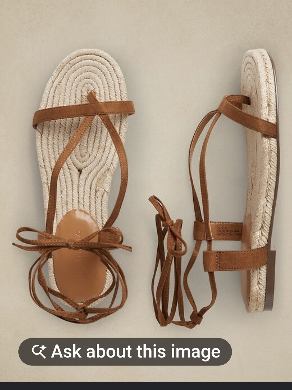 Banana Republic Factory Strappy Lace-Up Espadrille Sandals Cognac - 7.5